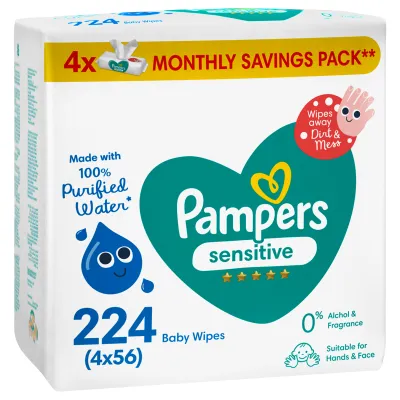Pampers Baby Wipes Sensitive 4's - 4x56
