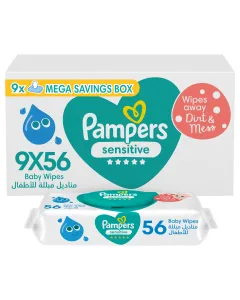 Pampers Baby Wipes Sensitive 9's - 9x56